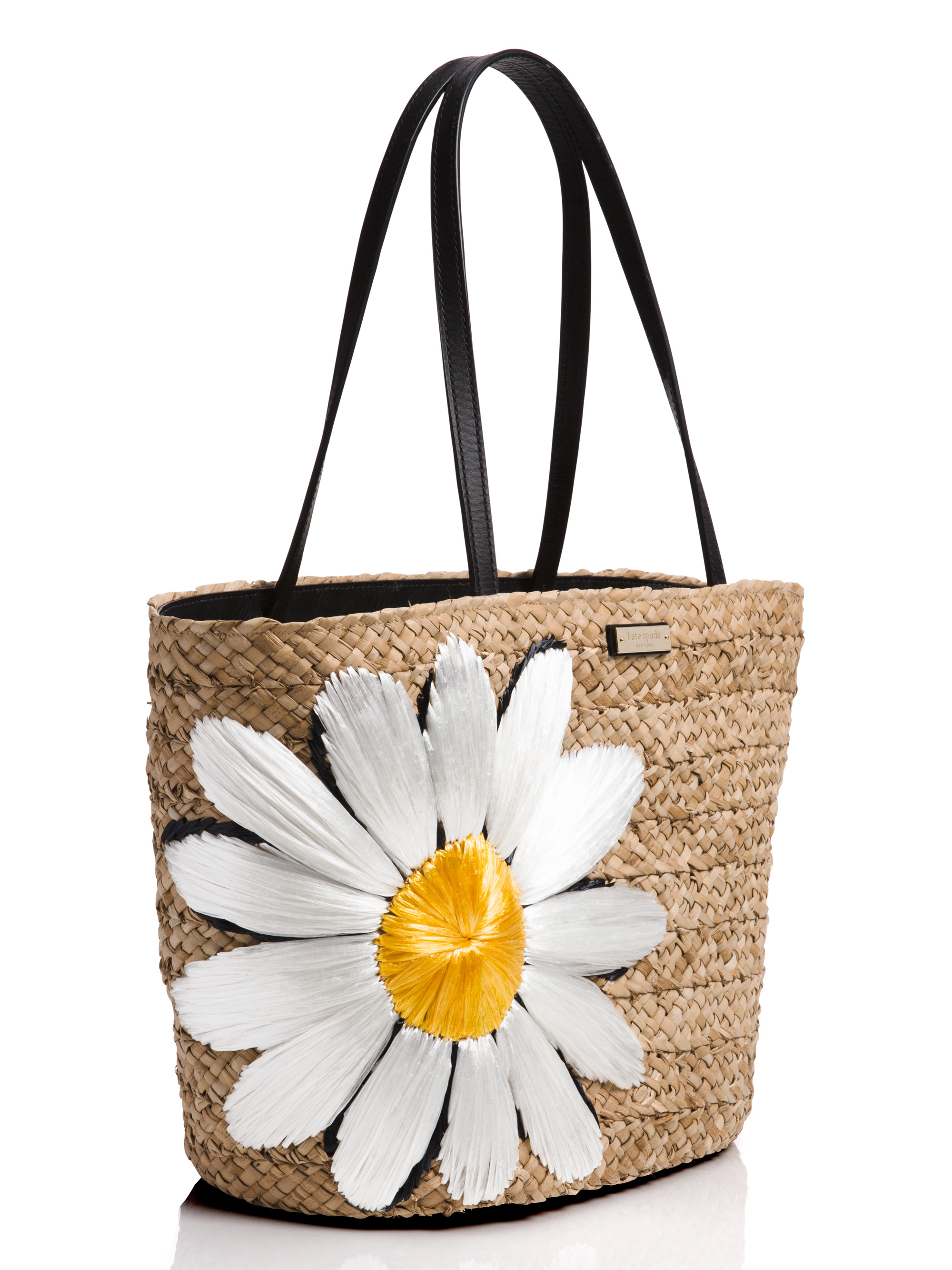 Kate Spade Leather Down The Rabbit Hole Straw Daisy Tote in Brown Lyst